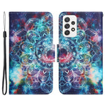 Cross Texture PU Læderpung Etui Mønsterprint Stativ Magnetisk Flip Cover med Rem til Samsung Galaxy A33 5G