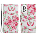 Cross Texture PU Læderpung Etui Mønsterprint Stativ Magnetisk Flip Cover med Rem til Samsung Galaxy A33 5G