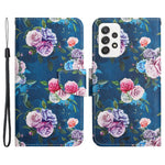 Cross Texture PU Læderpung Etui Mønsterprint Stativ Magnetisk Flip Cover med Rem til Samsung Galaxy A33 5G