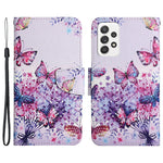 Cross Texture PU Læderpung Etui Mønsterprint Stativ Magnetisk Flip Cover med Rem til Samsung Galaxy A33 5G