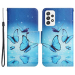 Cross Texture PU Læderpung Etui Mønsterprint Stativ Magnetisk Flip Cover med Rem til Samsung Galaxy A33 5G