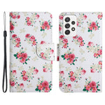 Cross Texture PU Læderpung Etui Mønsterprint Stativ Magnetisk Flip Cover med Rem til Samsung Galaxy A33 5G
