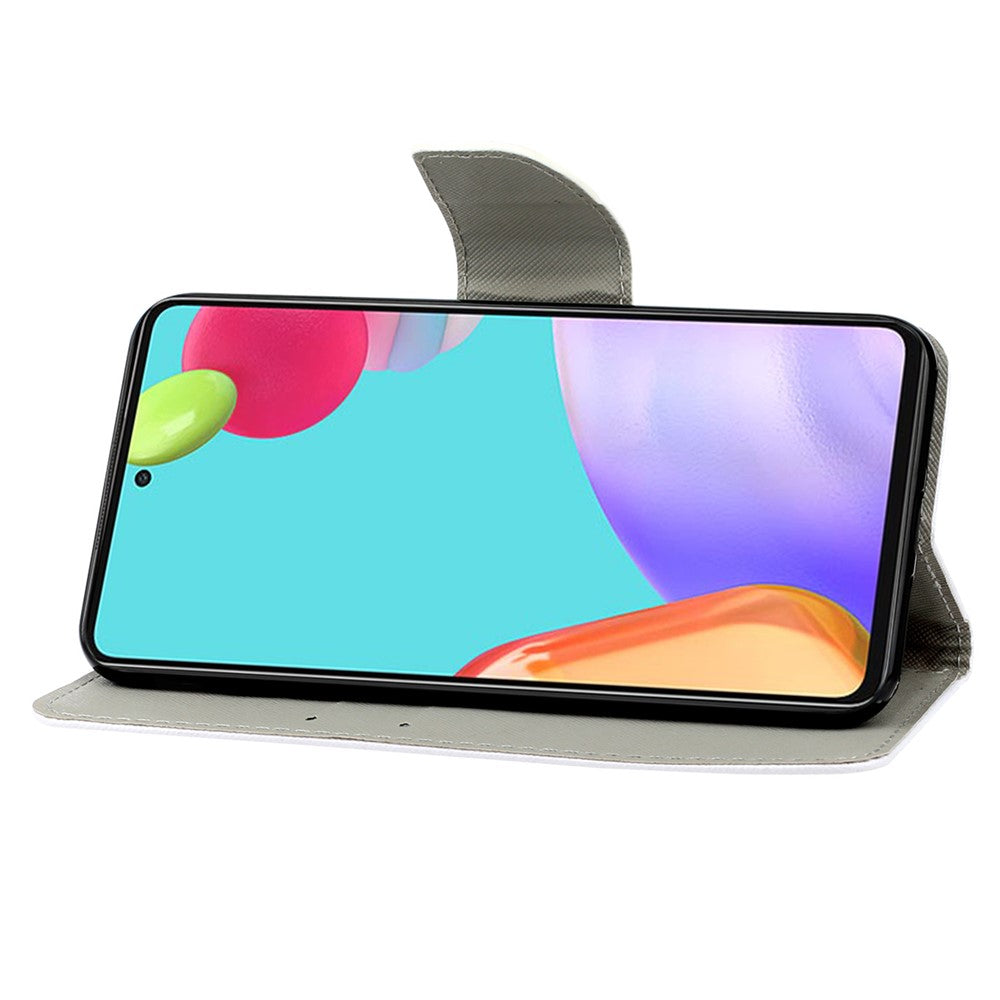 Mönstertryck PU-läderplånboksfodral med korsstruktur och stativ med rem för Samsung Galaxy A33 5G