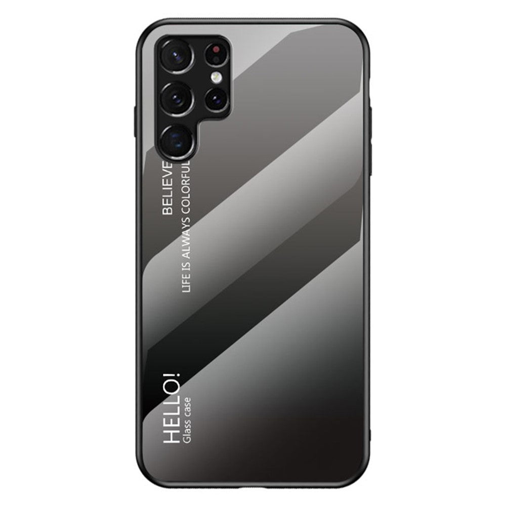 Bakpanel i härdat glas i PC + TPU-ram i hybridskal med tonad färg för mobilskal till Samsung Galaxy S22 Ultra 5G