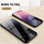 Hærdet Glas + PC Bagside + TPU Bumper Hybrid Telefoncover Stjernehimmel Beskyttelsescover til Samsung Galaxy S22+ 5G
