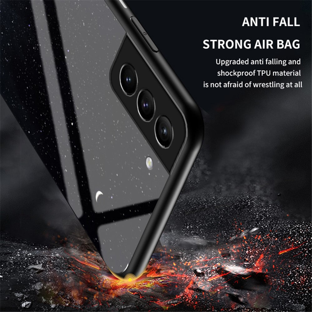 Hærdet Glas + PC Bagside + TPU Bumper Hybrid Telefoncover Stjernehimmel Beskyttelsescover til Samsung Galaxy S22+ 5G