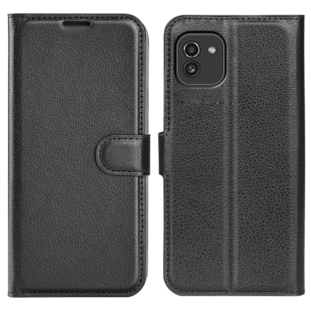 For Samsung Galaxy A03 (164.2mm) Litchi Texture Soft Inner TPU Case + PU Leather Cover with Wallet Stand