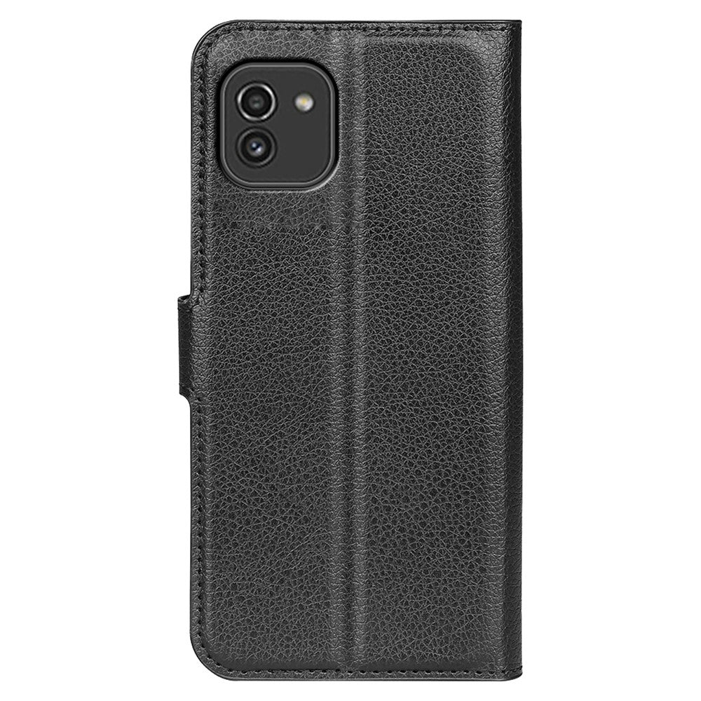 For Samsung Galaxy A03 (164.2mm) Litchi Texture Soft Inner TPU Case + PU Leather Cover with Wallet Stand