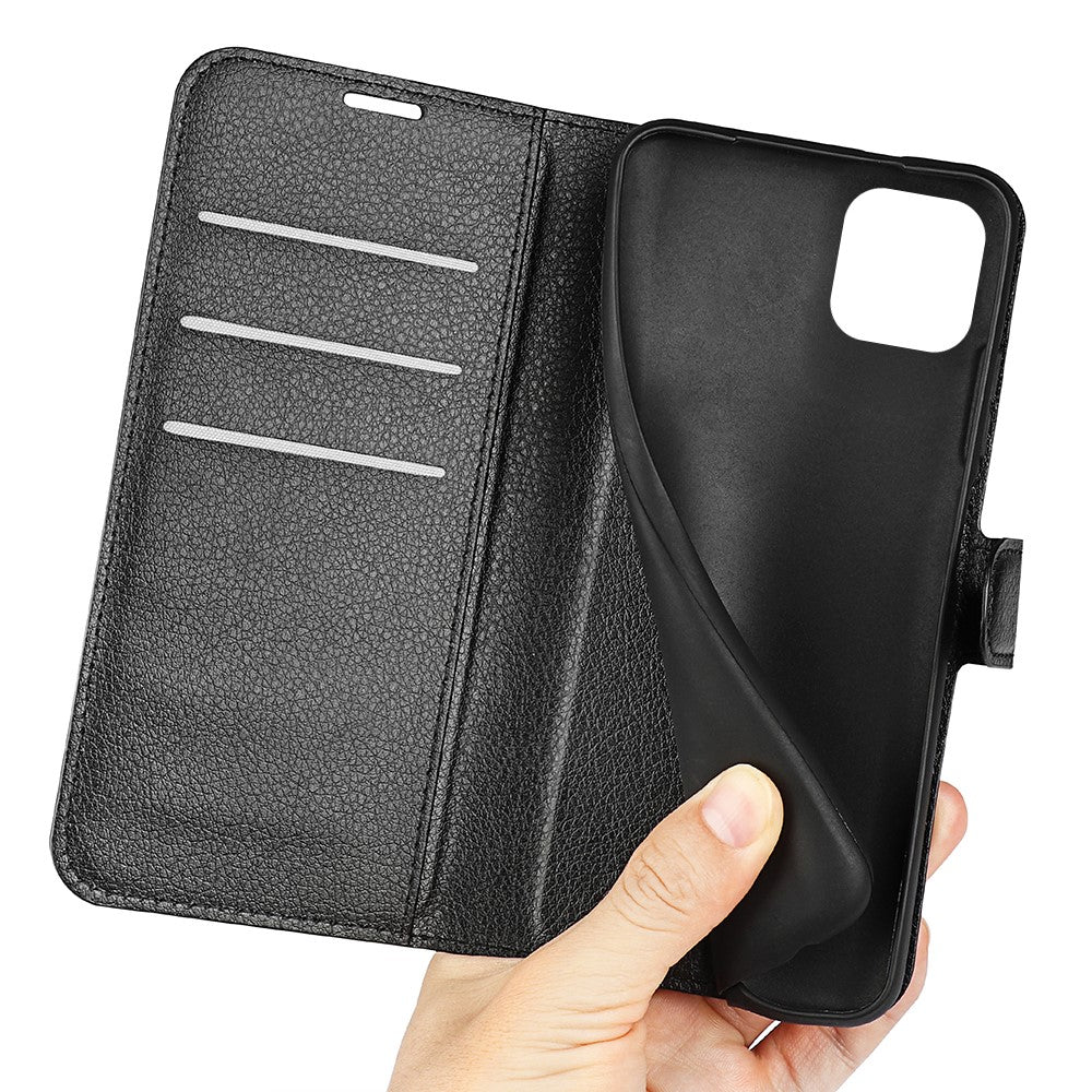 For Samsung Galaxy A03 (164.2mm) Litchi Texture Soft Inner TPU Case + PU Leather Cover with Wallet Stand