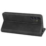 Samsung Galaxy A13 4G Skin-touch PU-läder plånboksfodral Hopfällbart stativ Autostängande Magnetiskt Flip-fodral