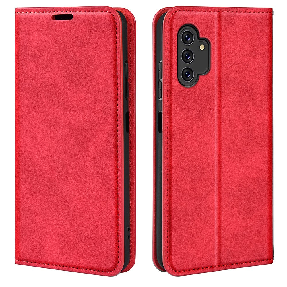 Samsung Galaxy A13 4G Skin-touch PU-läder plånboksfodral Hopfällbart stativ Autostängande Magnetiskt Flip-fodral