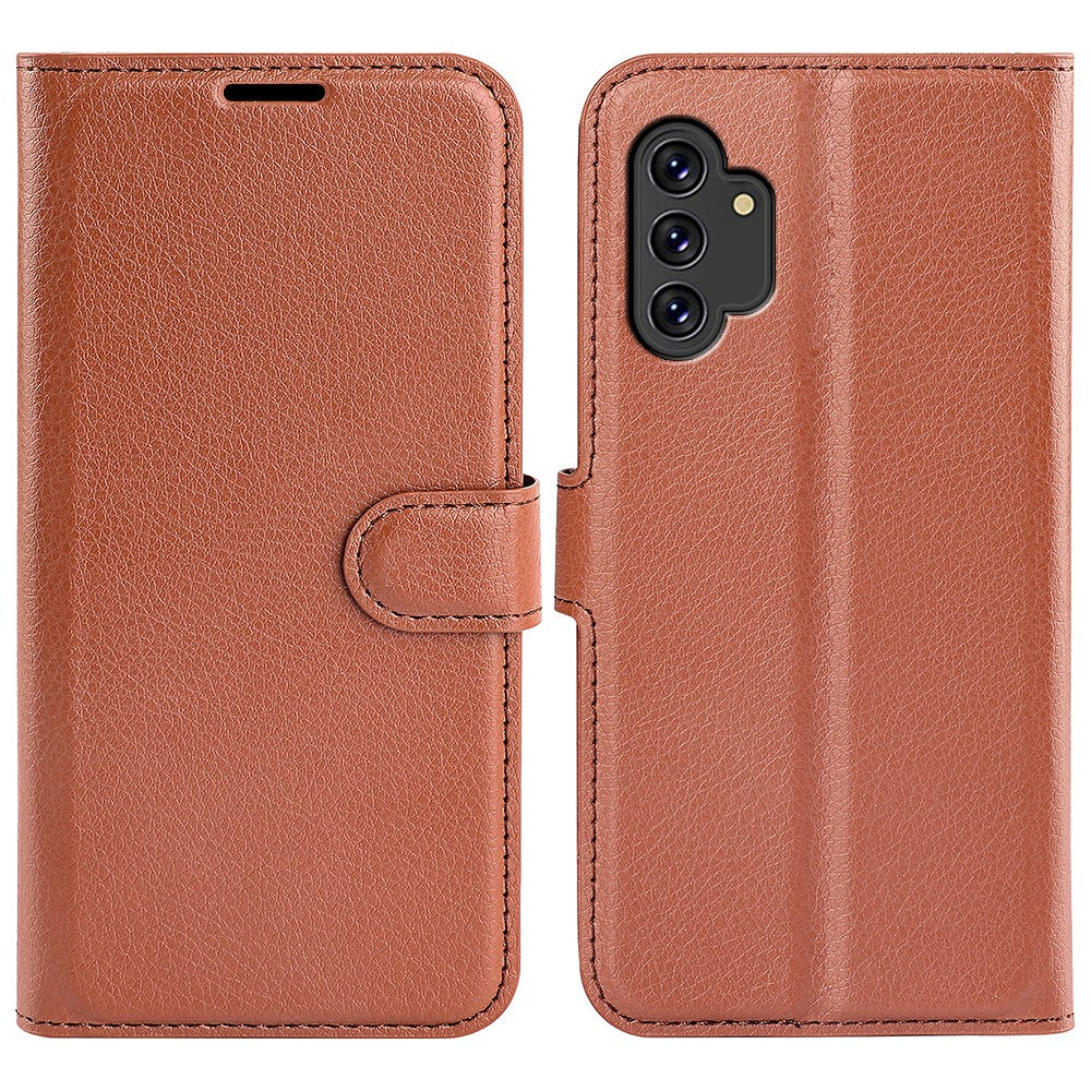 For Samsung Galaxy A13 4G Litchi Texture PU Leather Cover Wallet Stand Magnetic Clasp Folio Flip Phone Case