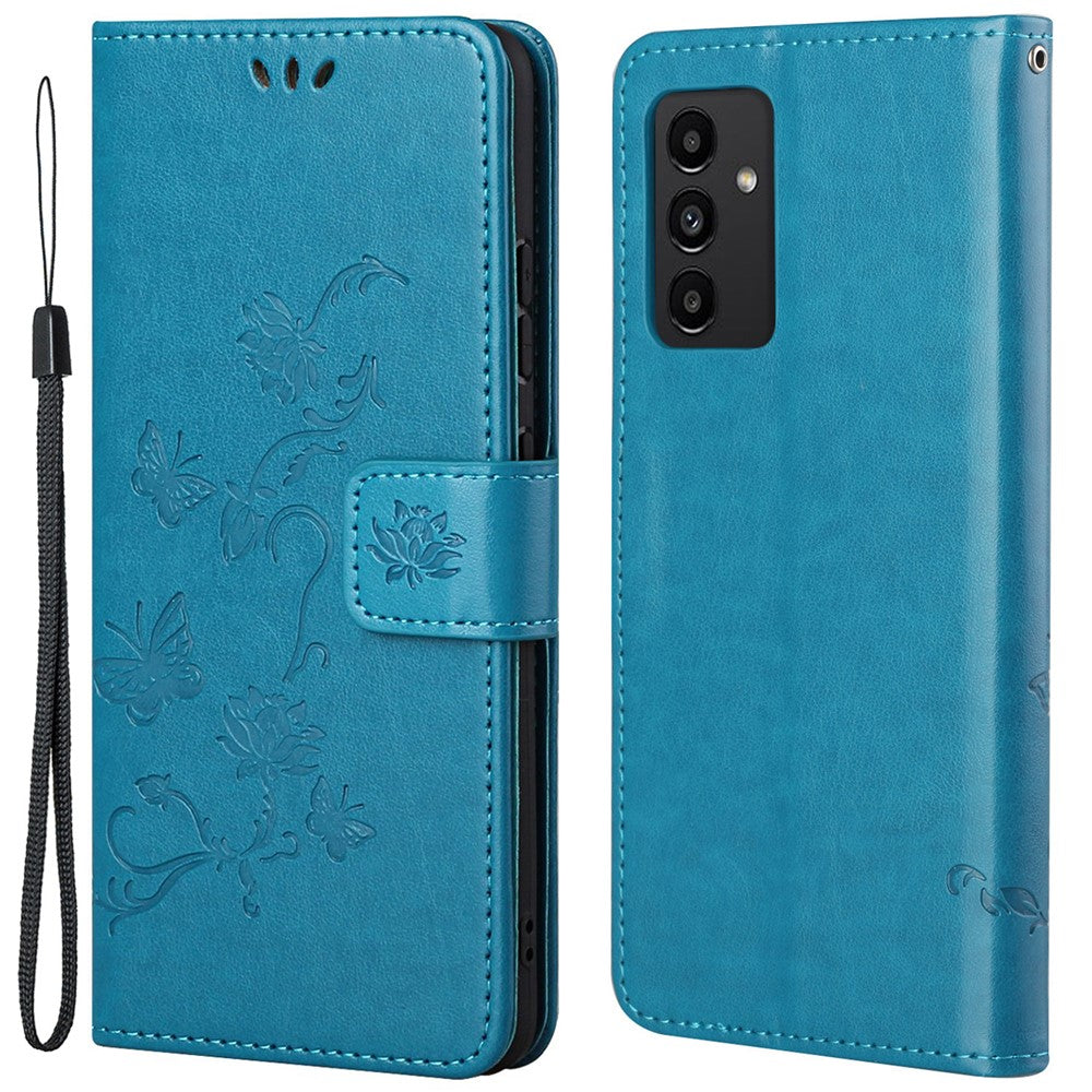 Til Samsung Galaxy A13 4G Imprinted Butterflies Flower Anti-fall PU Læder Pung Funktion Telefon Etui Stativ Cover