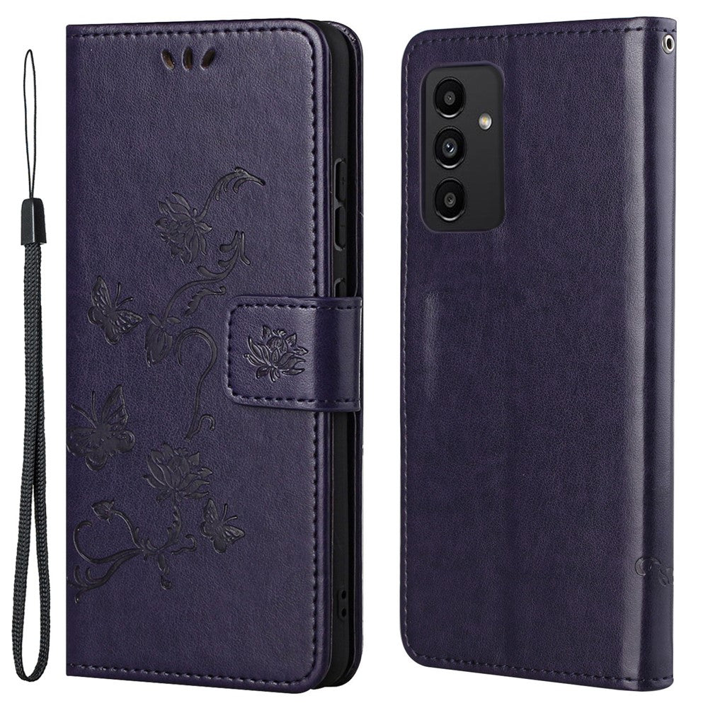 Til Samsung Galaxy A13 4G Imprinted Butterflies Flower Anti-fall PU Læder Pung Funktion Telefon Etui Stativ Cover