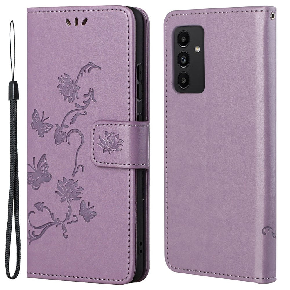 Til Samsung Galaxy A13 4G Imprinted Butterflies Flower Anti-fall PU Læder Pung Funktion Telefon Etui Stativ Cover