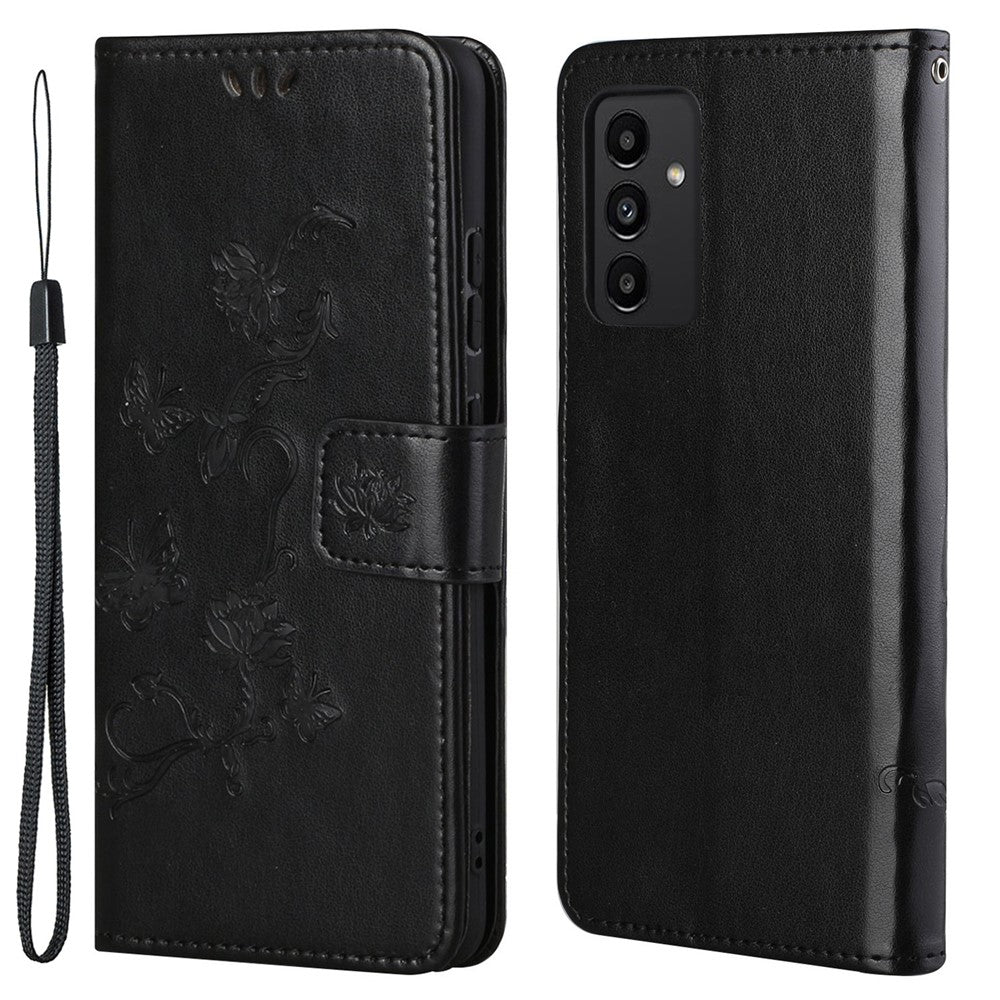 Til Samsung Galaxy A13 4G Imprinted Butterflies Flower Anti-fall PU Læder Pung Funktion Telefon Etui Stativ Cover