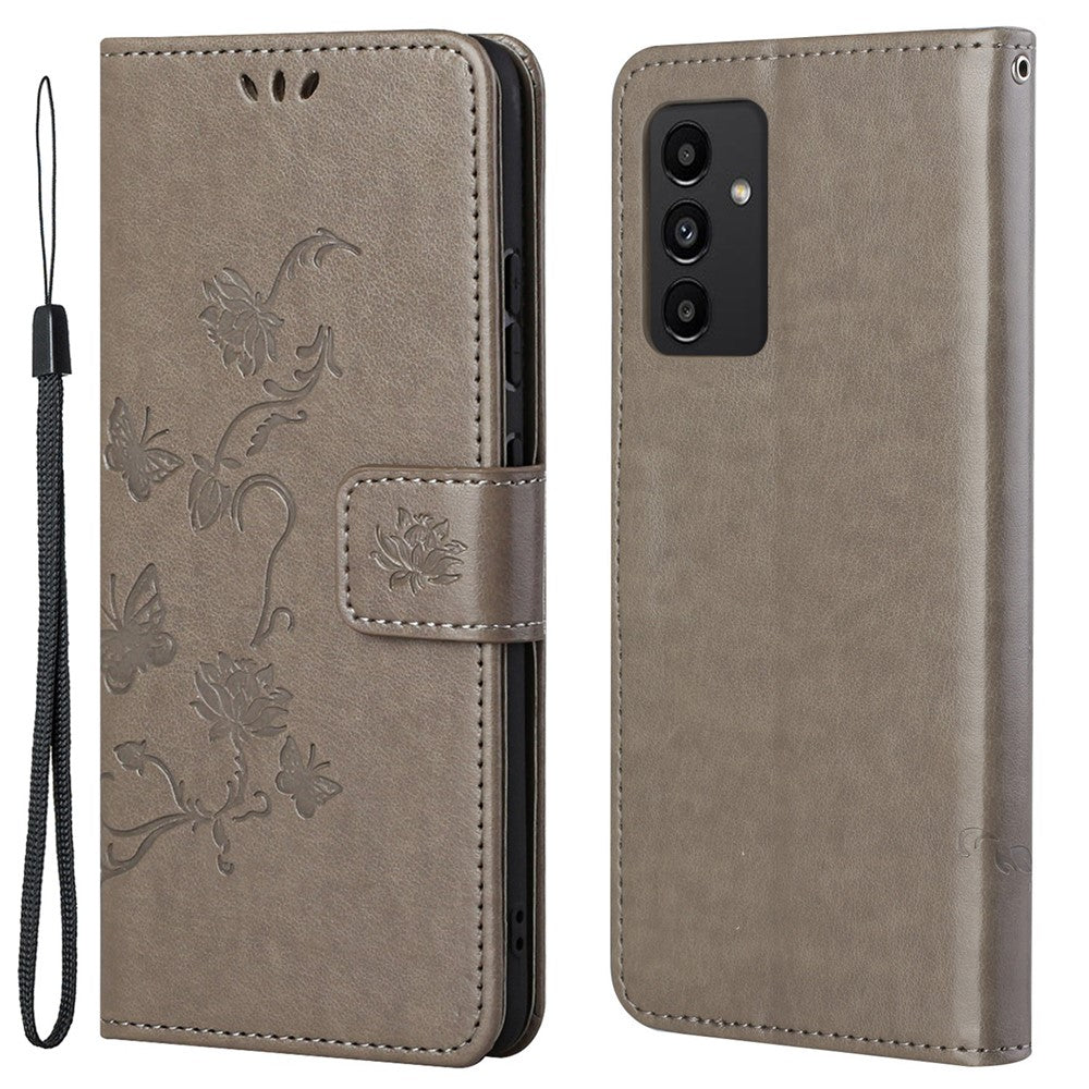 Til Samsung Galaxy A13 4G Imprinted Butterflies Flower Anti-fall PU Læder Pung Funktion Telefon Etui Stativ Cover
