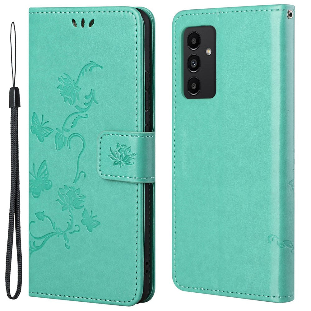 Til Samsung Galaxy A13 4G Imprinted Butterflies Flower Anti-fall PU Læder Pung Funktion Telefon Etui Stativ Cover