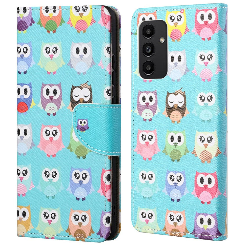 Til Samsung Galaxy A13 4G Stativ Pung Kryds Tekstur Lædercover Mønstertryk Stødsikkert Telefoncover