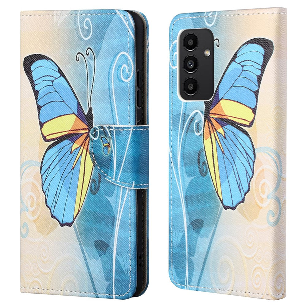 Til Samsung Galaxy A13 4G Stativ Pung Kryds Tekstur Lædercover Mønstertryk Stødsikkert Telefoncover
