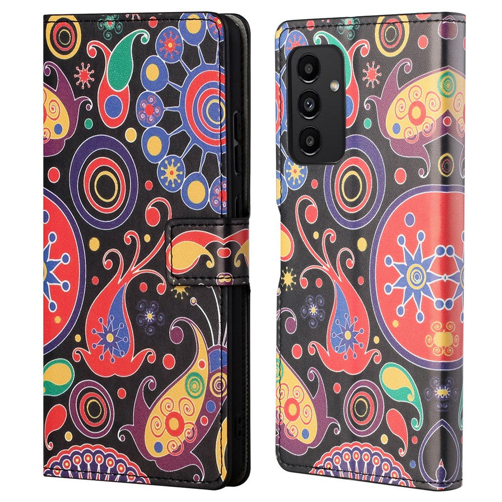 Samsung Galaxy A13 4G Mönstertryck Hopfällbart Stativ PU Läder mobilskal Plånboksskal