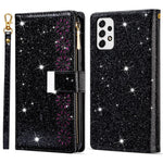 Drop-proof Laser Workmanship Starry Style Zipper Wallet Stand Leather Phone Case with Strap for Samsung Galaxy A53 5G