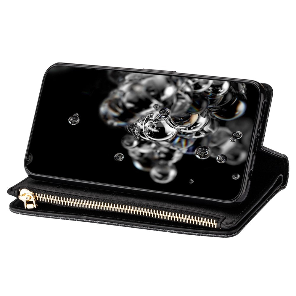 Drop-proof Laser Workmanship Starry Style Zipper Wallet Stand Leather Phone Case with Strap for Samsung Galaxy A53 5G