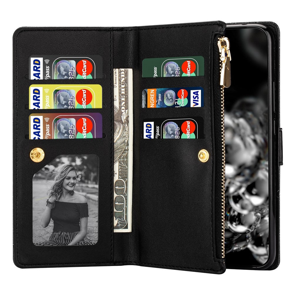 Drop-proof Laser Workmanship Starry Style Zipper Wallet Stand Leather Phone Case with Strap for Samsung Galaxy A53 5G