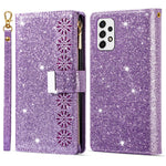 Drop-proof Laser Workmanship Starry Style Zipper Wallet Stand Leather Phone Case with Strap for Samsung Galaxy A53 5G
