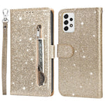 Samsung Galaxy A53 5G glitter-palietter PU-læder + TPU fuldt beskyttende stander-pung med lynlåslomme og håndledsrem