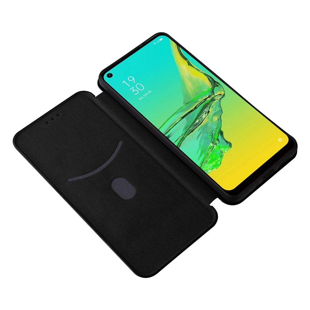Samsung Galaxy A33 5G magnetisk selvhæftende mobilbeskyttelsesetui med kulfibertekstureret læder, stativ og kortholder