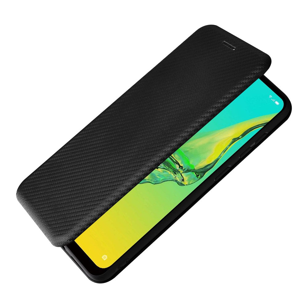 Samsung Galaxy A33 5G magnetisk selvhæftende mobilbeskyttelsesetui med kulfibertekstureret læder, stativ og kortholder