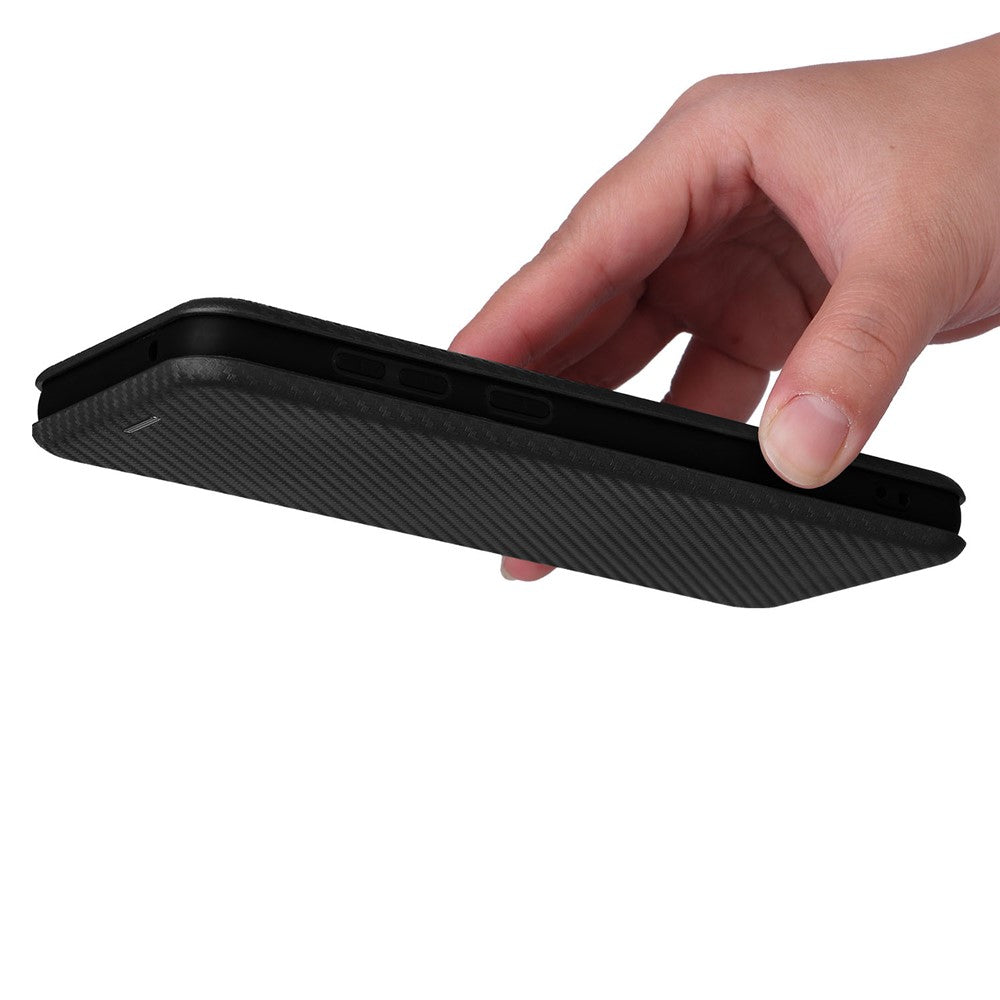 Samsung Galaxy A33 5G magnetisk selvhæftende mobilbeskyttelsesetui med kulfibertekstureret læder, stativ og kortholder