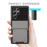 Flip Card Holder Drop Resistant Phone Protector TPU + PC Hybrid Phone Case for Samsung Galaxy S22 Ultra 5G