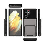 Flip Card Holder Drop Resistant Phone Protector TPU + PC Hybrid Phone Case for Samsung Galaxy S22 Ultra 5G