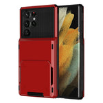 Flip Card Holder Drop Resistant Phone Protector TPU + PC Hybrid Phone Case for Samsung Galaxy S22 Ultra 5G