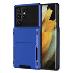 Flip Card Holder Drop Resistant Phone Protector TPU + PC Hybrid Phone Case for Samsung Galaxy S22 Ultra 5G