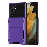 Flip Card Holder Drop Resistant Phone Protector TPU + PC Hybrid Phone Case for Samsung Galaxy S22 Ultra 5G