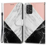 Mønsterprintet læder flipcover, kortholder, magnetisk folio-stander, stødsikkert TPU indercover med rem til Samsung Galaxy A53 5G