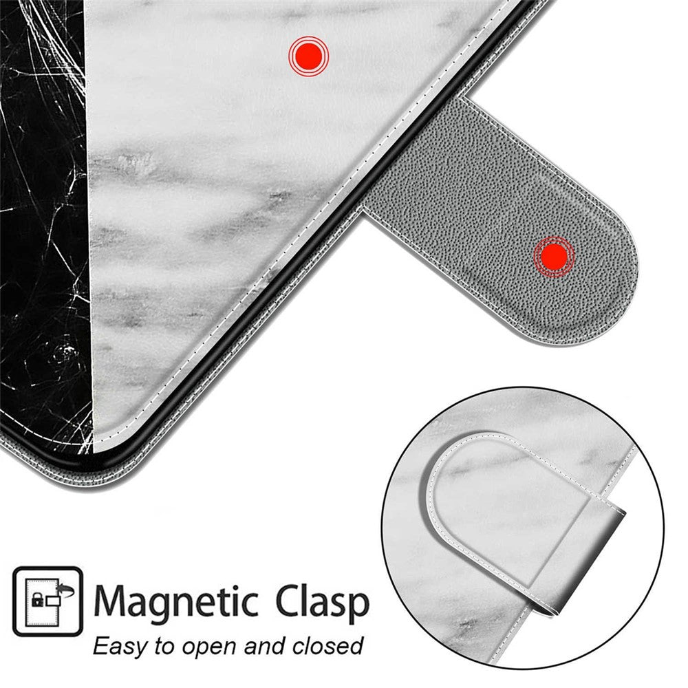 Mønsterprintet læder flipcover, kortholder, magnetisk folio-stander, stødsikkert TPU indercover med rem til Samsung Galaxy A53 5G
