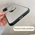 Spejl Design Ringformet Stander Stilfuldt Intet Fingeraftryk TPU + PC Hybrid Cover Etui til Samsung Galaxy S22 5G