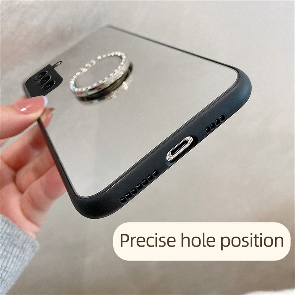 Spejl Design Ringformet Stander Stilfuldt Intet Fingeraftryk TPU + PC Hybrid Cover Etui til Samsung Galaxy S22 5G