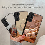 Spejl Design Ringformet Stander Stilfuldt Intet Fingeraftryk TPU + PC Hybrid Cover Etui til Samsung Galaxy S22 5G