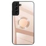 Spejl Design Ringformet Stander Stilfuldt Intet Fingeraftryk TPU + PC Hybrid Cover Etui til Samsung Galaxy S22 5G