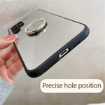 TPU Frame + PC Back Mirror Surface Ring Kickstand Design Protective Hybrid Cases for Samsung Galaxy S22 Ultra 5G