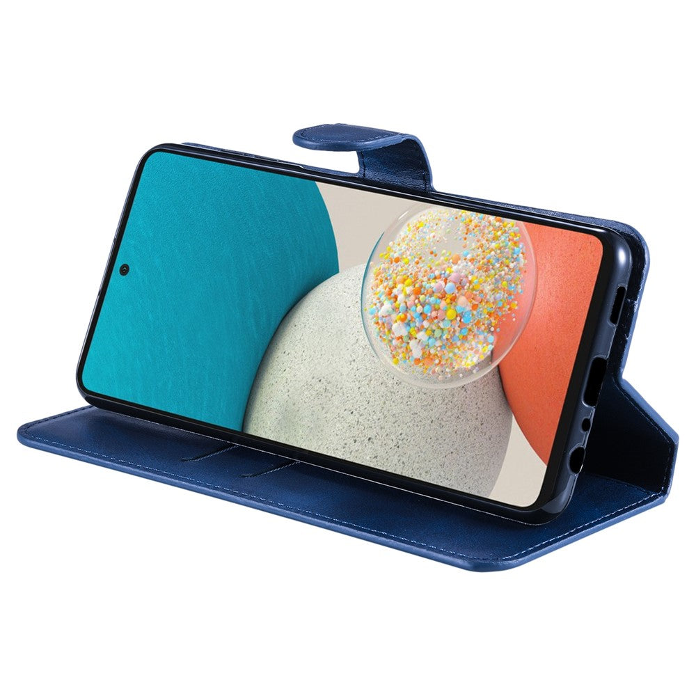 Solid Color Textured Leather Cover + Inner TPU Phone Case Stand Wallet Design Cellphone Cover for Samsung Galaxy A53 5G