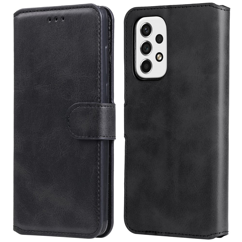 Solid Color Textured Leather Cover + Inner TPU Phone Case Stand Wallet Design Cellphone Cover for Samsung Galaxy A53 5G