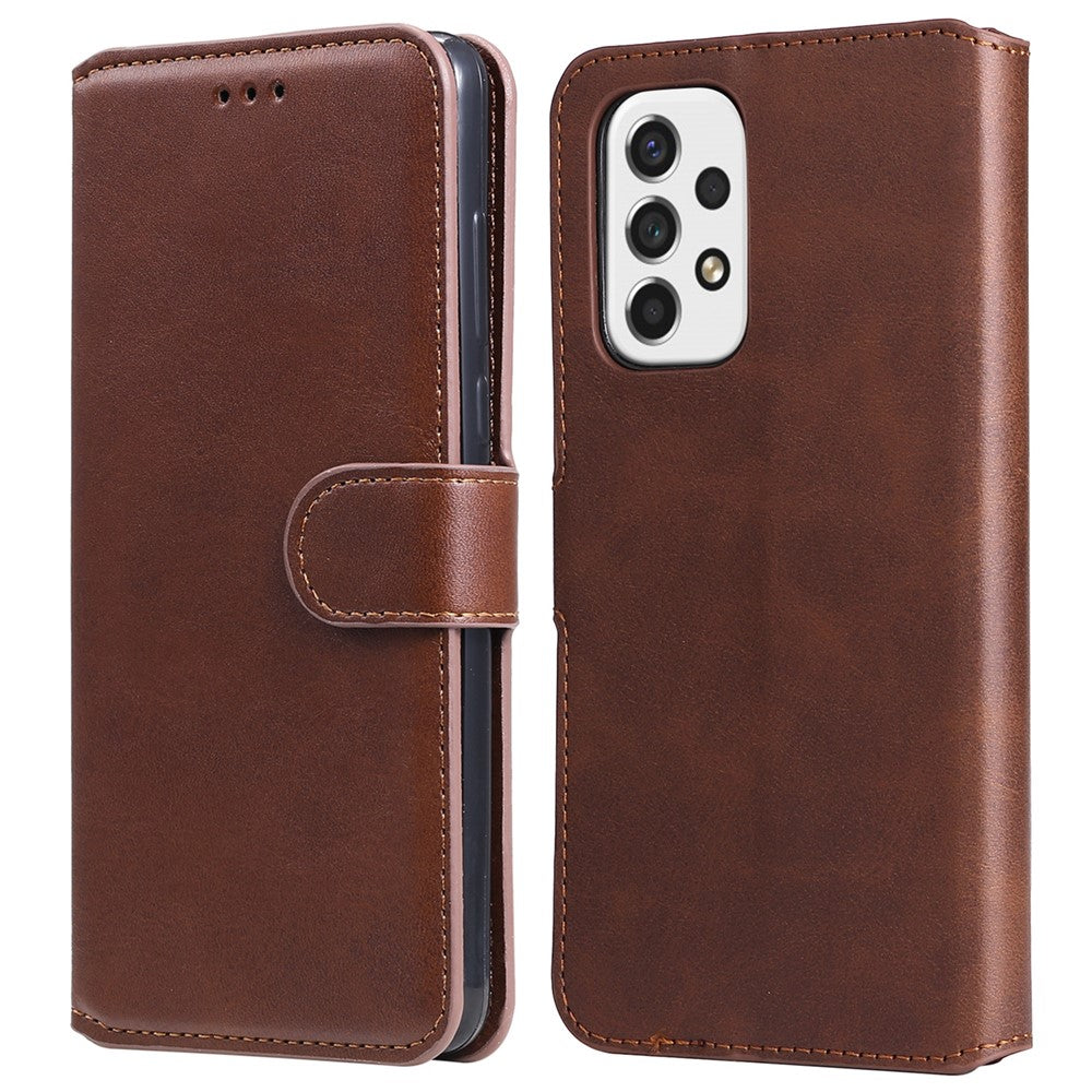 Solid Color Textured Leather Cover + Inner TPU Phone Case Stand Wallet Design Cellphone Cover for Samsung Galaxy A53 5G