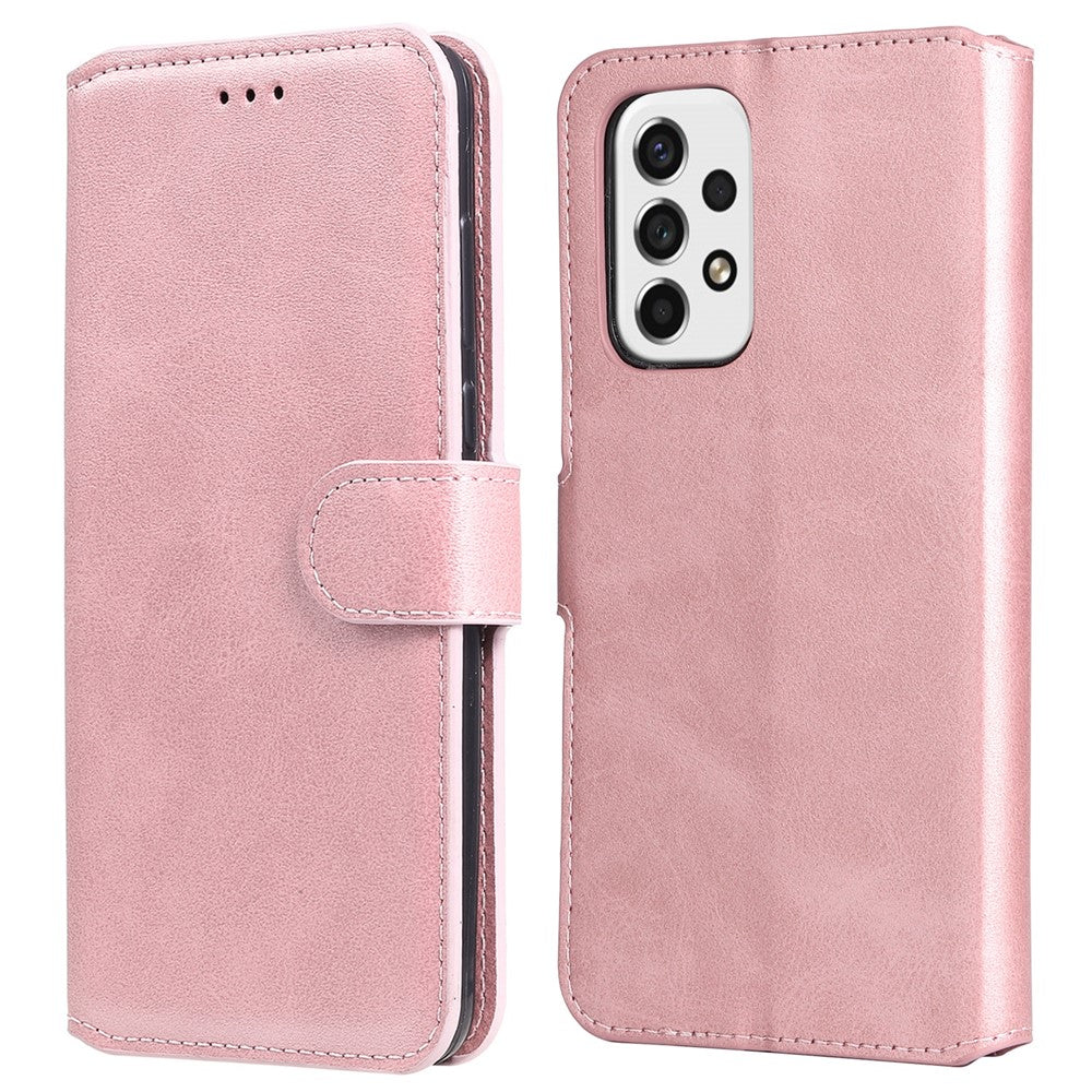 Solid Color Textured Leather Cover + Inner TPU Phone Case Stand Wallet Design Cellphone Cover for Samsung Galaxy A53 5G