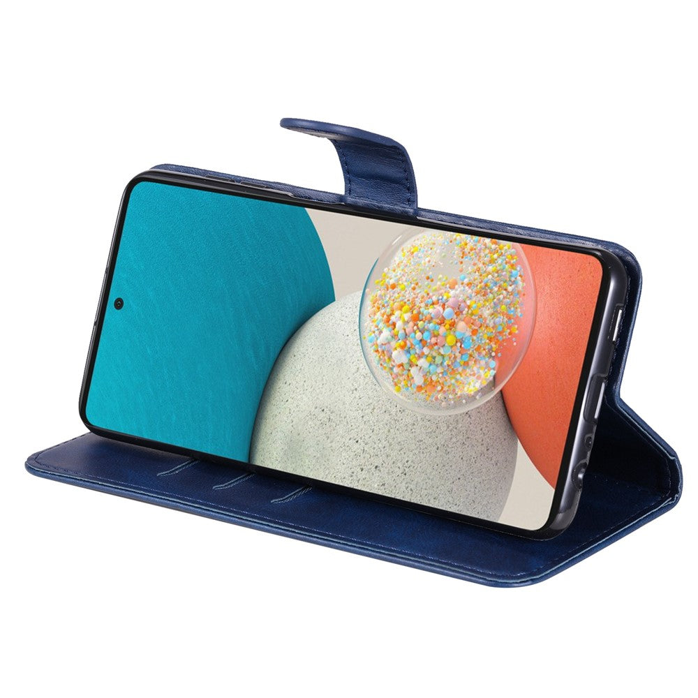 Multifunktionellt stativplånbok i PU-läder med dragkedja och ficka för mobilskal till Samsung Galaxy A53 5G